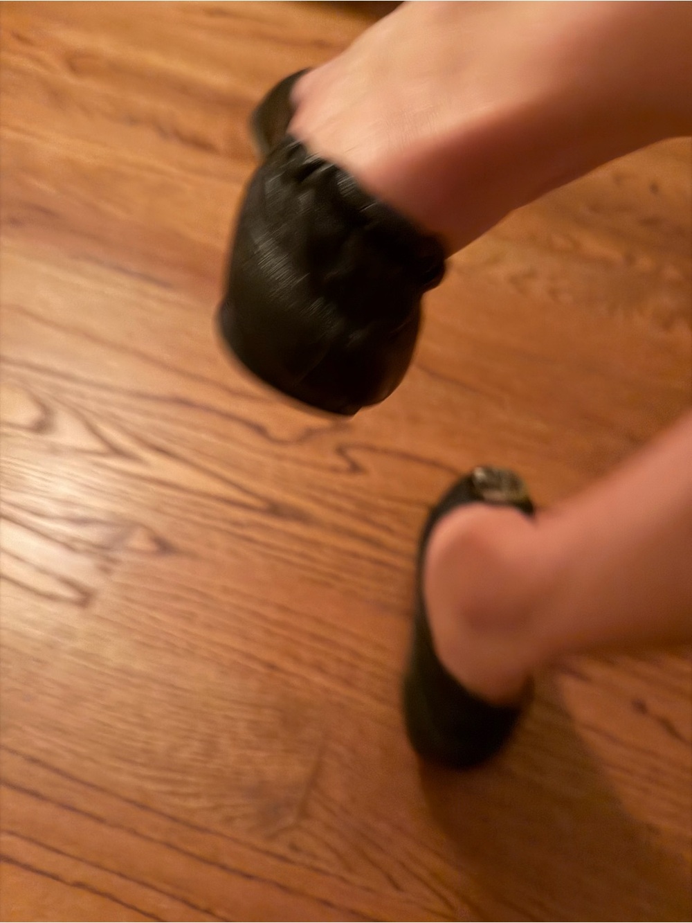 Tory Burch Black Leather Logo Round-Toe Ballet Flats - Picture 8 of 10